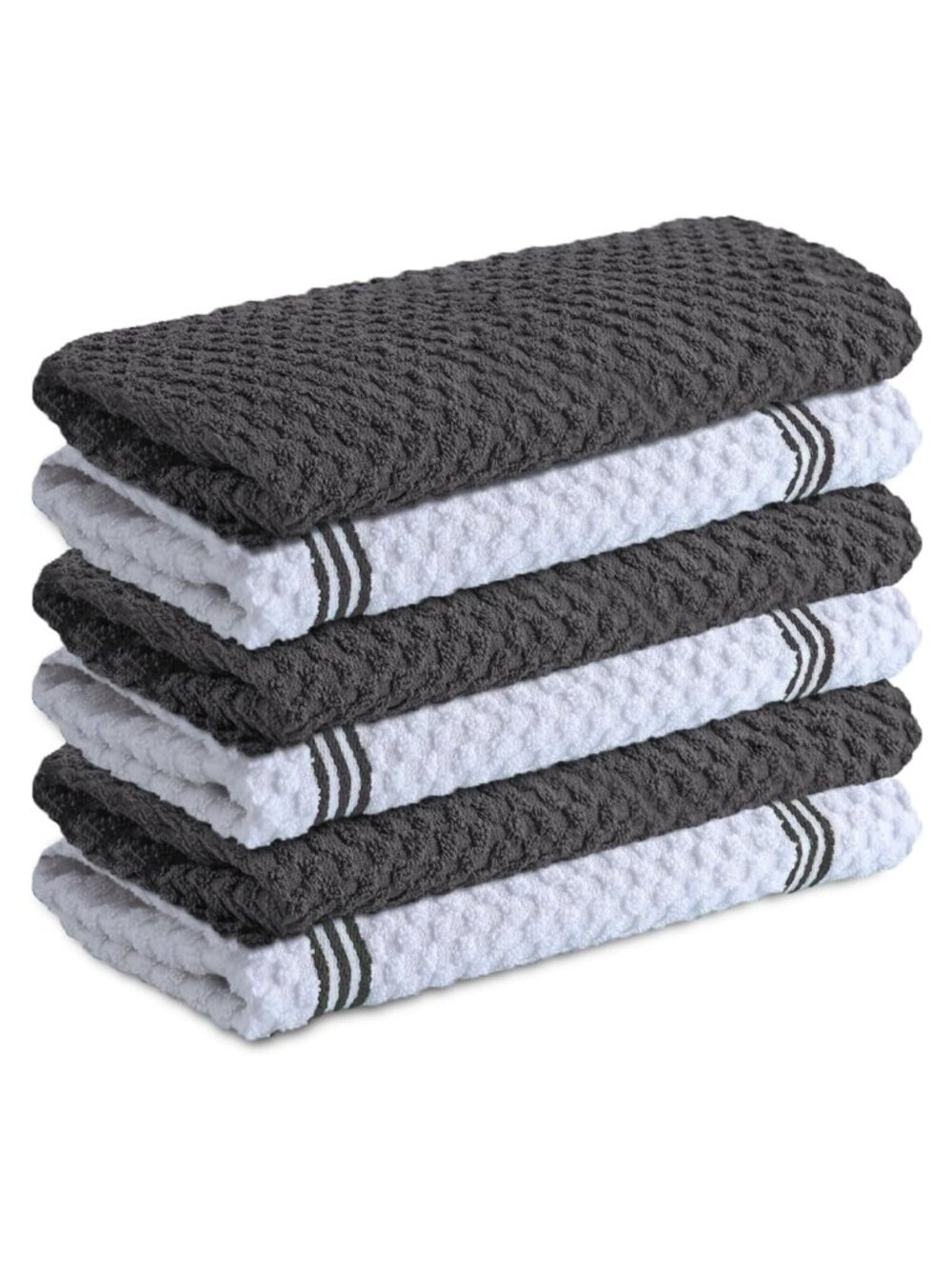 6 Pack Cotton Kitchen Towels Terry Dish Towels 15x25 Absorbent